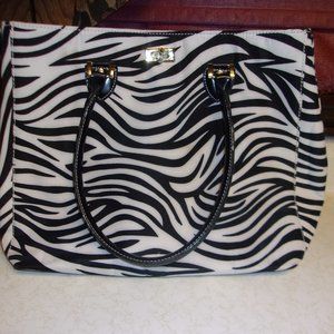 Joan Rivers Classics Tote Zebra Print Measures 15x12x5"
